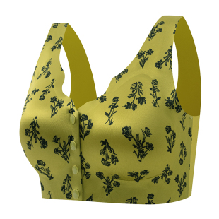 贵族风珠光缎面丝滑油光亮印花聚拢无痕美背心文胸罩前纽扣内衣女