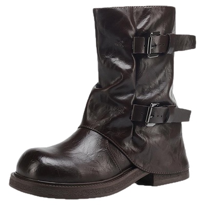 星期六复古时髦裤管靴堆堆短靴女