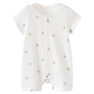 babylove婴儿连体衣夏季薄款男女宝宝莫代尔棉哈衣爬服短袖夏装