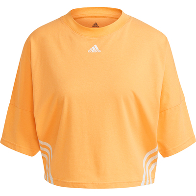 Adidas/阿迪达斯正品2025女士透气宽松训练圆领短款运动T恤H65050