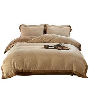 南方寝饰慕斯暖绒床上四件套牛奶绒加厚保暖冬天被套床单家纺床品