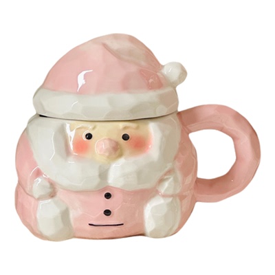 圣诞老人陶瓷马克杯带盖勺