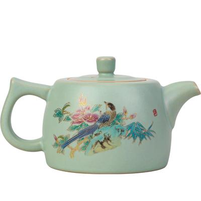 天青汝窑冰裂釉茶壶单壶