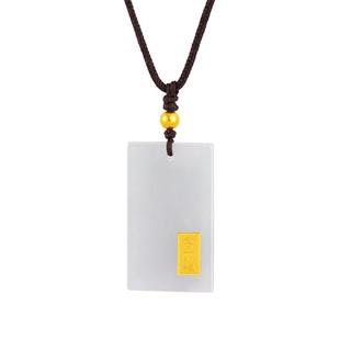 老庙黄金足金翡翠平安无事牌挂坠吊坠金玉纳福古典国风汉服金镶玉