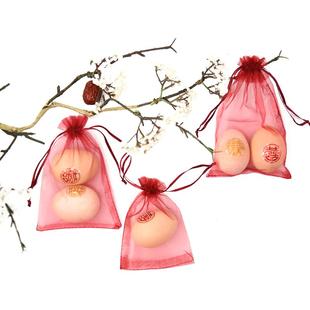 喜蛋袋装鸡蛋盒网袋子生孩子红蛋袋宝宝出生礼品袋满月手提回礼袋