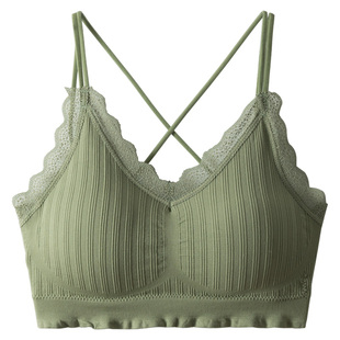 小胸加厚垫吊带美背聚拢文胸无钢圈平胸3CM抹胸裹胸运动蕾丝内衣