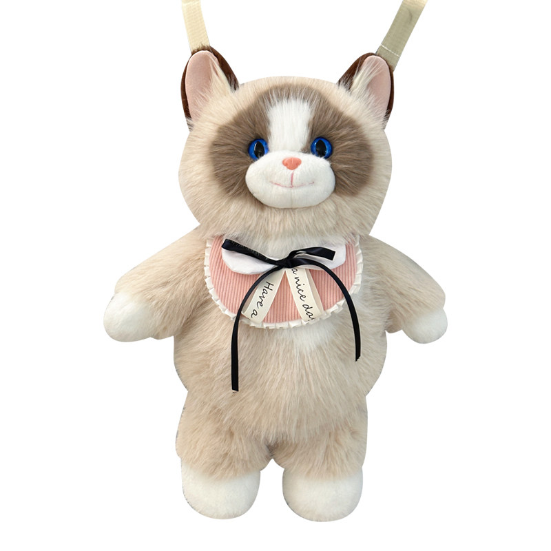 原创跑跑布偶猫咪玩偶双肩包仿真公仔背包毛绒玩具送女生生日礼物