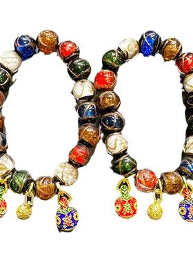 西藏香灰琉璃珠吞金兽手串手链