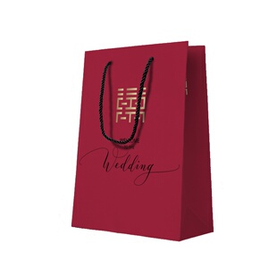 婚礼喜宴定制手提袋包装袋中国风红色喜庆包装袋传统红配金纸袋子