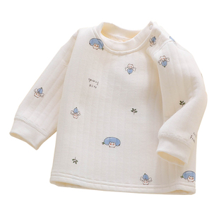 宝宝秋衣单件上衣夹棉贴身打底保暖冬天内搭66码a类纯棉秋冬衣服