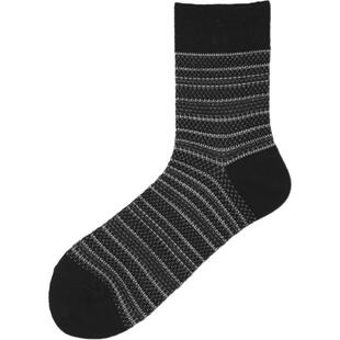 Tabio条纹羊毛袜子男秋冬高弹透气日系百搭男袜潮流中筒袜ins潮袜