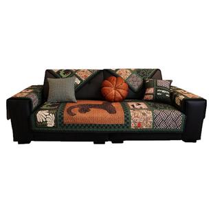 法式轻奢复古沙发垫四季通用防滑深色耐脏艺术中古风沙发盖巾套罩