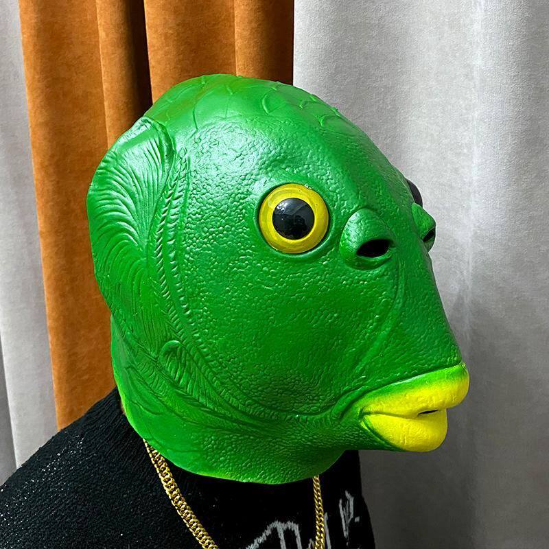 鱼头怪面具搞怪头套搞笑沙雕全脸无味怪兽绿头怪可爱小孩通用便宜