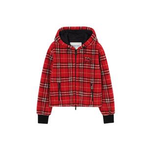 【VIP私享优惠】BURBERRY女装 短款格纹绒头连帽外套 81185021