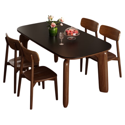 中古风实木餐桌椅组合