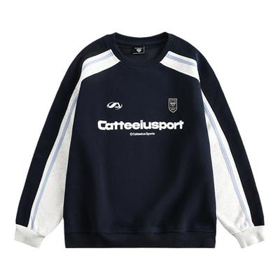 港仔文艺男美式插肩袖圆领卫衣