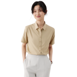 宿·色衬衫女夏季短袖设计感气质上衣小翻领高端工作服职业衬衣