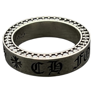 s925纯银克罗伈复古满钻永恒之心戒指男女欧美嘻哈个性指环经典款