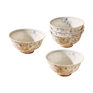 线唐草日式釉下彩陶瓷餐具碗具米饭碗家用2025新款菜盘汤面碗小碗