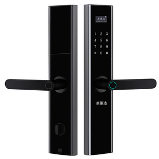 指纹锁带遥控器密码智能大门防盗门木门单开双开门办公室黑色门锁