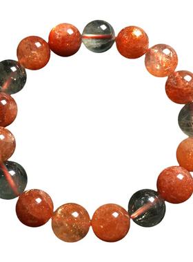 天然阿鲁沙绿体共生太阳石手链女