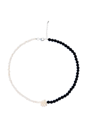 RiverineAdara「蝶栖花涧」黑曜石天然水晶淡水小米珠颈链项链