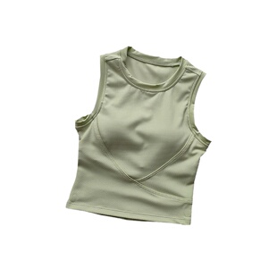 时尚外穿瑜伽服运动背心带胸垫遮副乳运动内衣女紧身显瘦健身上衣