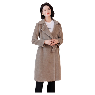 佐尔美秋冬新款 气质优雅羊驼毛长大衣女E24DC23