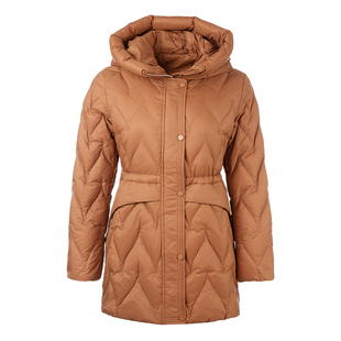 名师路白鸭绒羽绒服女款冬季2025新款中长款直筒尼丝纺外套厚连帽