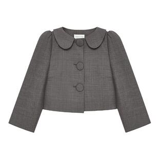 【SHUSHUTONG】蕾虎设计感时尚通勤气质一字小圆领短外套装上衣女