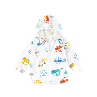 儿童防晒衣夏季薄款空调衫男童轻薄外套宝宝透气网眼纯棉防晒服