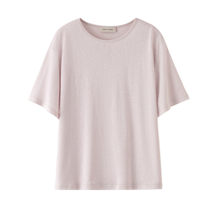 FANLE STUDIOS裸感0压软垂真丝亚麻棉圆领宽松ROW风清凉短袖T恤