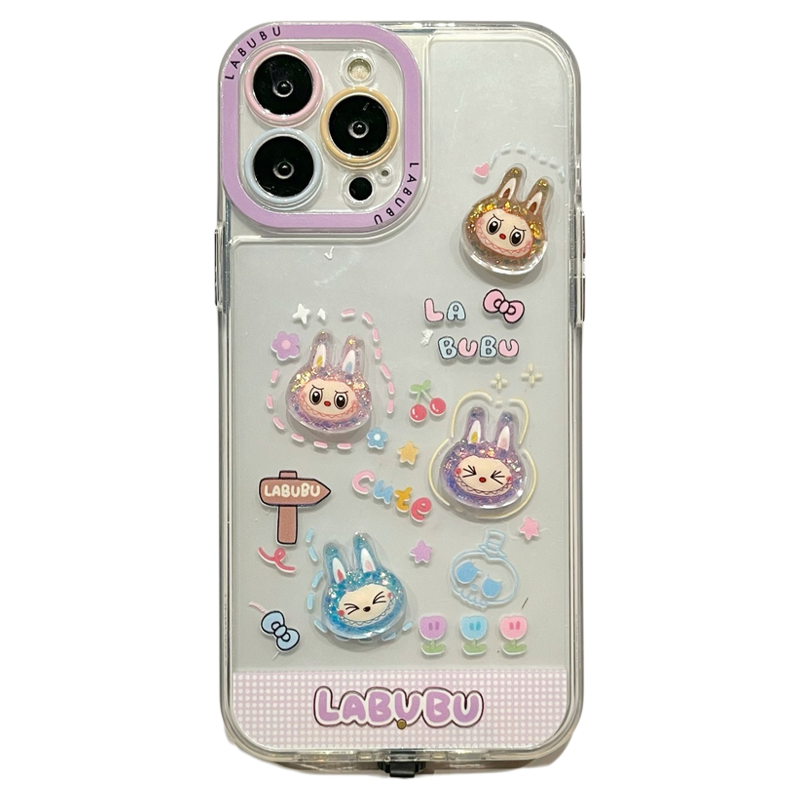 D新款来电闪立体拉布布手机壳苹果iPhone16proamx发光手机壳15卡通拉布布14pro透明手机壳iphone14
