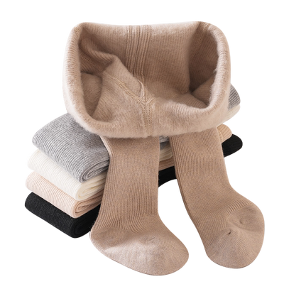 足迹熊纯色连裤袜秋冬内里加绒