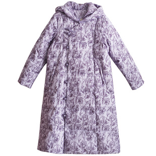 清【花曦】复古偏襟国风羽绒服女2025冬长款原创加厚精致刺绣外套