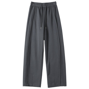 深灰色弯刀运动卫裤女春秋2026新款小个子垂感显瘦窄版香蕉阔腿裤