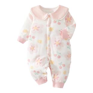 婧麒纯棉秋冬款新生婴儿衣服连体衣婴幼儿宝宝初秋a类秋装三个月