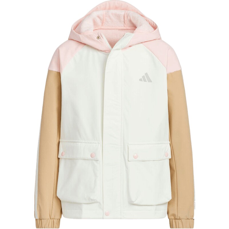 adidas阿迪达斯女大童运动训练梭织连帽夹克外套KS0651