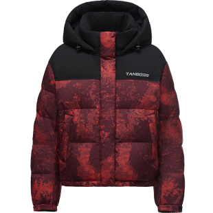 坦博尔25新款鹅绒羽绒服男款冬季加厚运动短款连帽脱卸领保暖外套