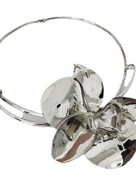 金属立体兰花项链大花朵项圈颈链