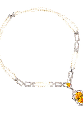 宴会晚宴年会锆石珍珠项链两件套