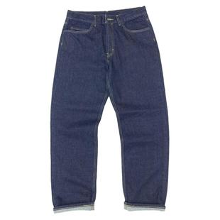 欧美阔腿牛仔裤男阿美咔叽宽松直筒休闲长裤全棉水洗深蓝大码男裤