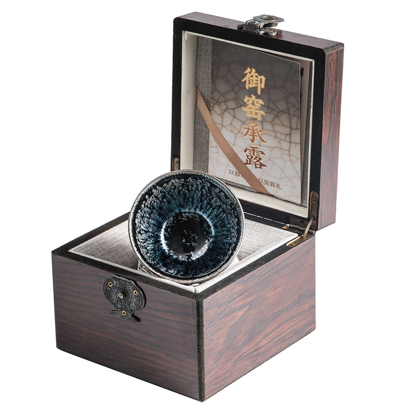 中古风黑底银斑乌金釉建盏复古家用陶瓷茶杯轻奢功夫茶具主人杯
