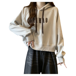 美式复古潮牌连帽卫衣女薄款2025新款早春秋冬季长袖短款上衣外套