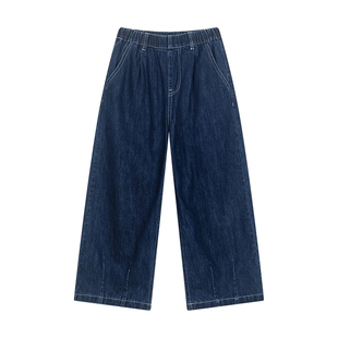 马拉丁童装儿童裤子冬装新款女童大童加绒字母标工装风牛仔长裤