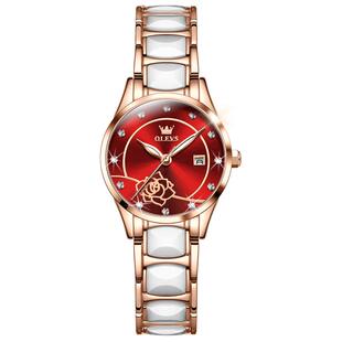 进口机械正品女士手表名牌瑞士2026新款轻奢小众防水石英红色女表