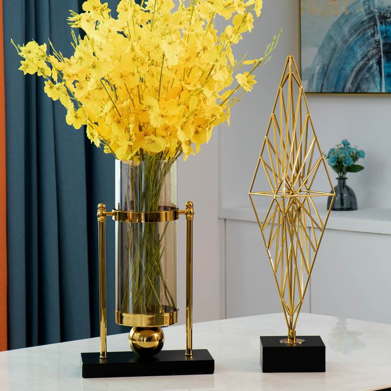 现代轻奢装饰品玻璃蓄水摆设客厅摆件样板间电视柜花瓶面餐桌仿真