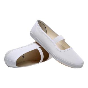 小白鞋女款休闲帆布鞋女体操舞蹈表演鞋药店护士工作鞋软底白布鞋