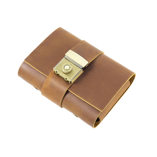 手工头层牛皮真皮A7密码锁绘画本复古日记本欧式活页手账笔记本