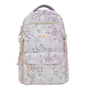 书包女生高颜值ins风星星印花蓝色多隔层结实耐用初中生女双肩包